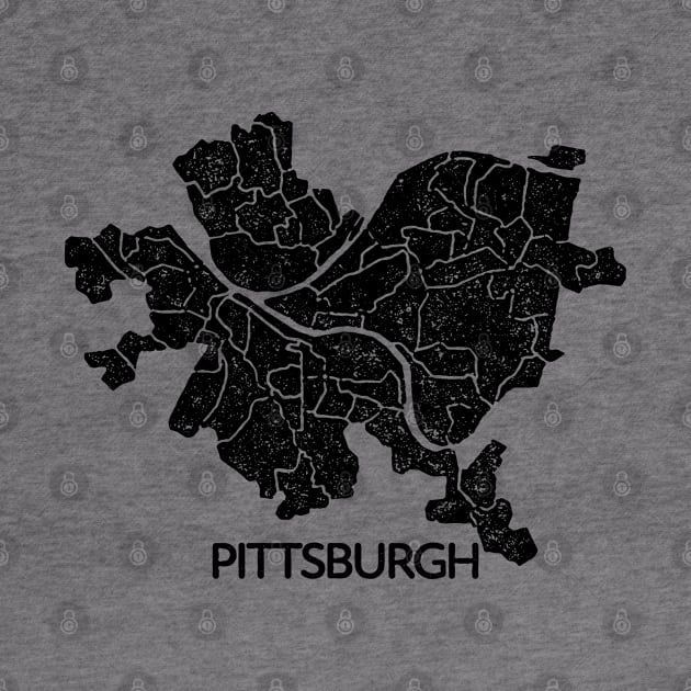 Pittsburgh Neighborhoods Map Simple Distressed by ObiPatricKenobi